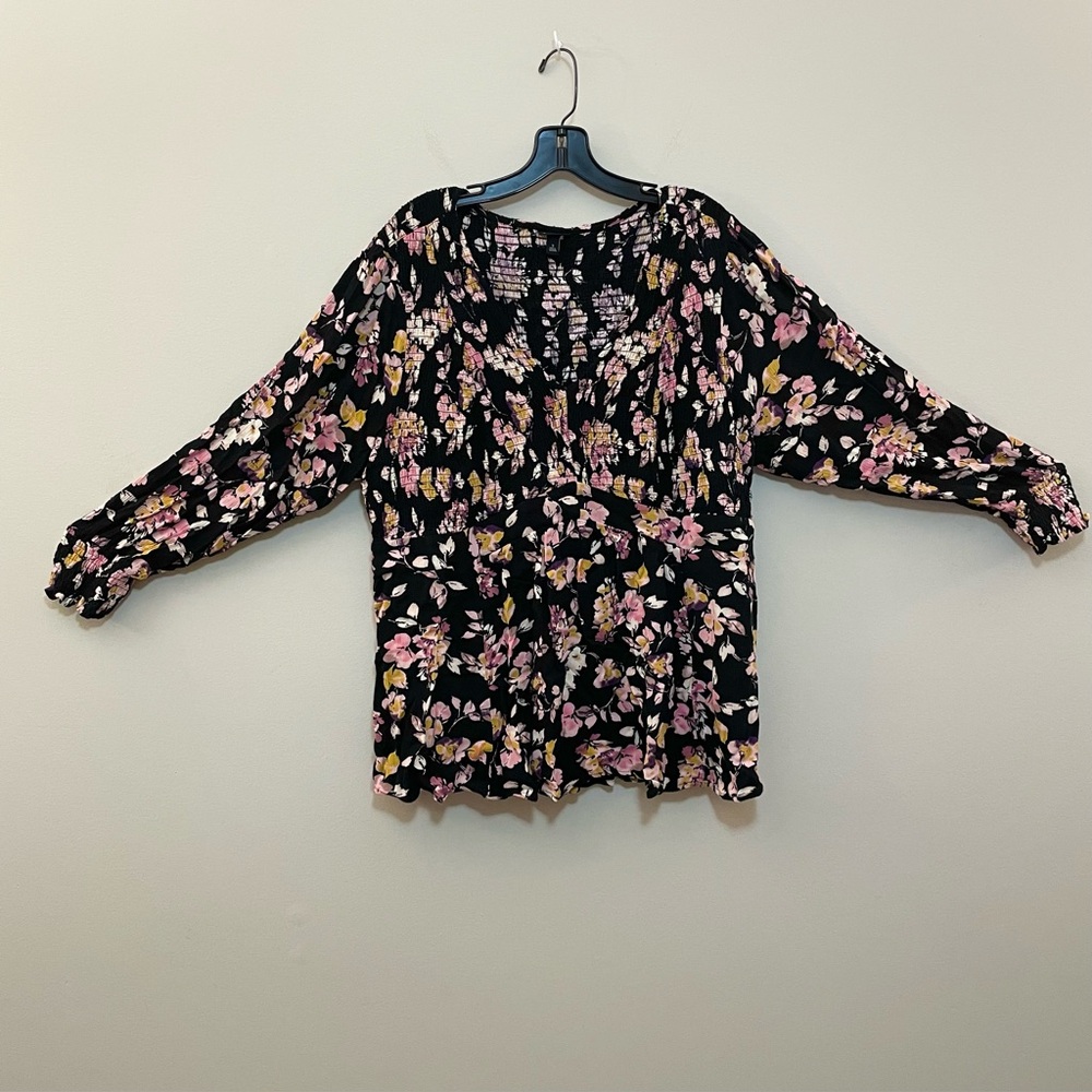 Torrid Smocked Floral Top 3x